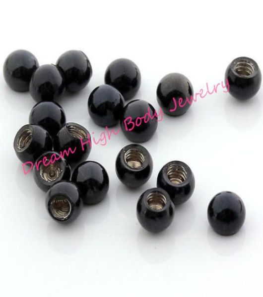 Black Ball Round Rotond Vite Acciaio Acciaio Navel Naso Piercing Gioielli piercing Cool labbro Stullo Eyebrw Anello per sopracciglia 16G 14G Accessorio a sfera2693099