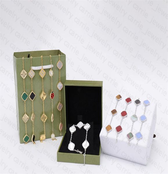 Дизайнерские браслеты Clover Classic Bracelet Fashion Five Flower for Man Woman Gold Silver Option 18 Color Top8953772