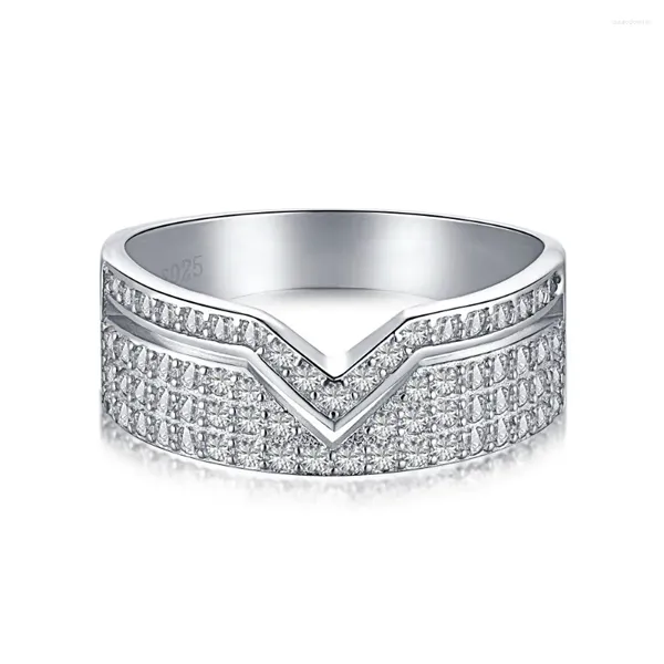 Clusterringe S925 Sterling Silber Schmuck V-förmig Diamant Gezeitenbreite Edition Ringfinger