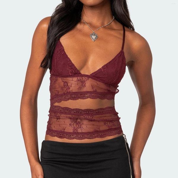 Tanques femininos Gaono y2k lace acabamento colheita top women sexy spaghetti strap camisoles