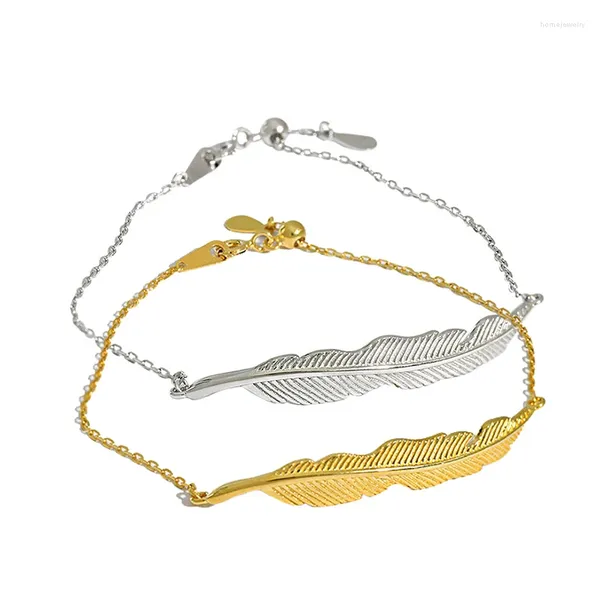 Link -Armbänder Silberarmband für Frauen Lucky Einfacher Blatt Liebe 925 Sterling Verstellbare Schmuck Mädchen Geburtstag