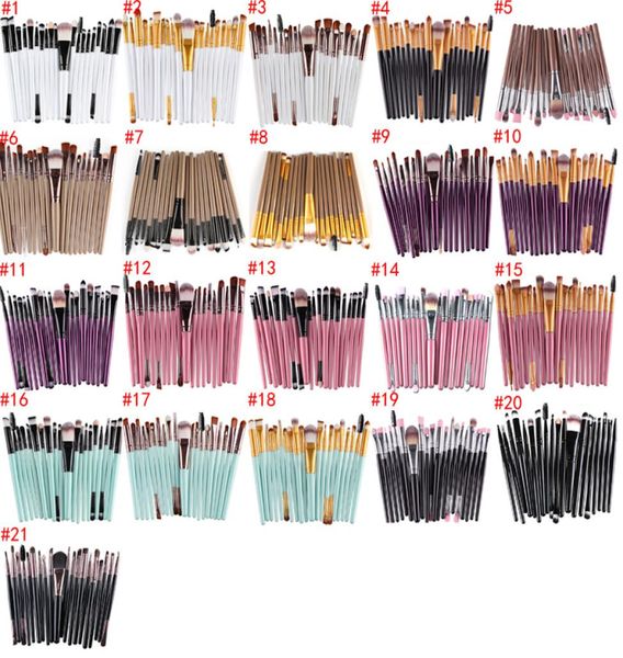 Beliebteste 21Style verschiedene Farben Make -up Pinsel 20pcs1set Blusher Lidschatten Umriss Pinse Mischen 7249583