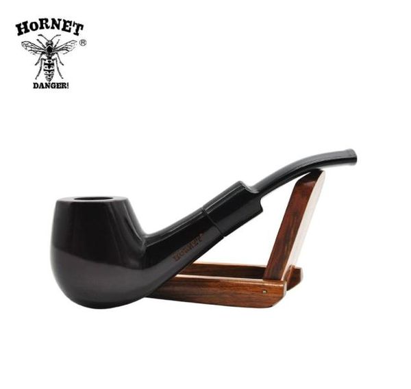 Hornet 152mm 598 polegadas Black Ebony Wooden Tipe com tigela premium tubo de madeira portátil fumando acessórios de tubo de tabaco2473907