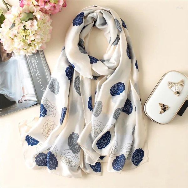 Abbigliamento etnico 90 180 Rose Scarf Women Europe and the United States Stamping Seil Travel Beach Sune Protection Sciallo Scialca