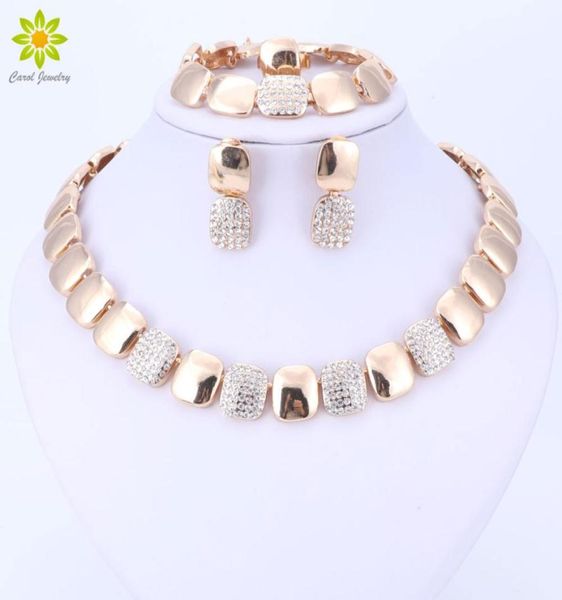 Dubai Gold Color Gioielli set di nozze nigeriane perle africane per perle di gioielli da sposa cristallo set da donna Fedding Party8027409