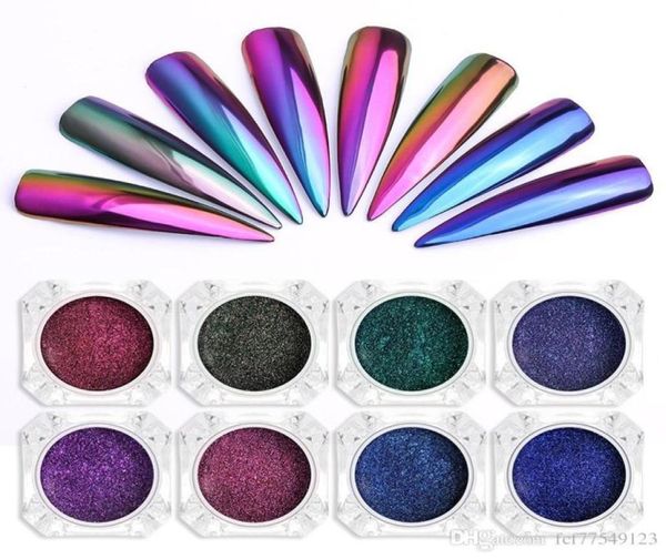 Tamax Chrome Mirror Powled Unh Nail Art Glitter Chameleon Pigment Manicure Manicure Dips Decoração Acessórios em gel Polish Dust9079658