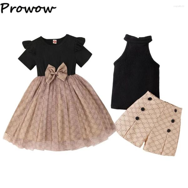 Set di abbigliamento da prua bambini abbinati abiti da abbigliamento per ragazze patchwork stampato da bowknot abiti da principessa bambini gemelli