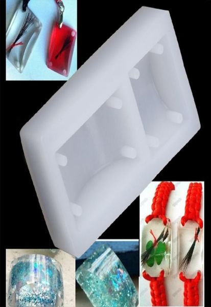 Retângulo Silicone Diy Bracelet Pingente Jóias Fazendo Mold Resina Hole3465131