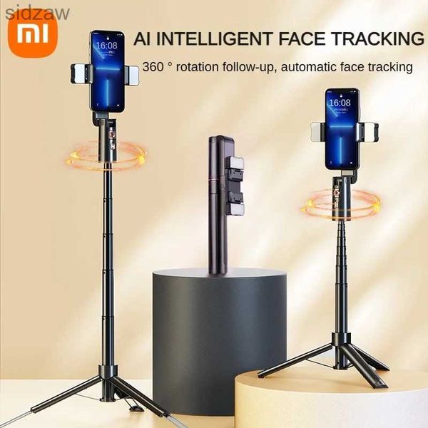 Selfie Monopods Selfie Selfie Stick com um tripé automático de rastreamento facial equipado com luzes e 360 graus de telefone girando para viagens ao ar livre selfies wx