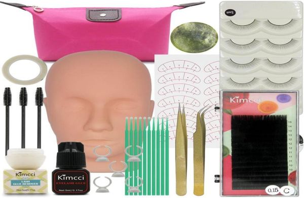 Kimcci False Eyelash Extension Training Kit Übung Übung Schaufensterpuppen Kopf Set transplantieren Wimpernwerkzeuge Kit Eye Wimpern transplantieren 7479560