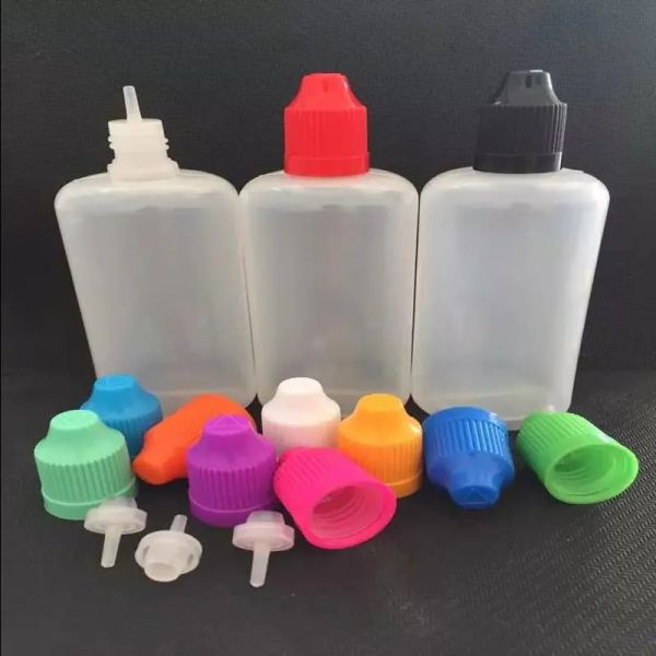 Gotes de conta -gotas 3ml 5ml 10ml 15ml 20ml 30ml 50ml 60ml Garrafa de plástico com tampa à prova de crianças e pontas finas em uma garrafa vazia para a qualidade superior ECEA