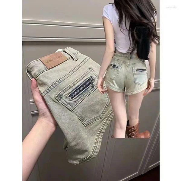 Herrenshorts eng und schlankes Mädchen Amerikaner Retro Jeans für Frauen Sommerdesign A-Line Bottoming Hosen, um das Gesäß Y2K abzudecken