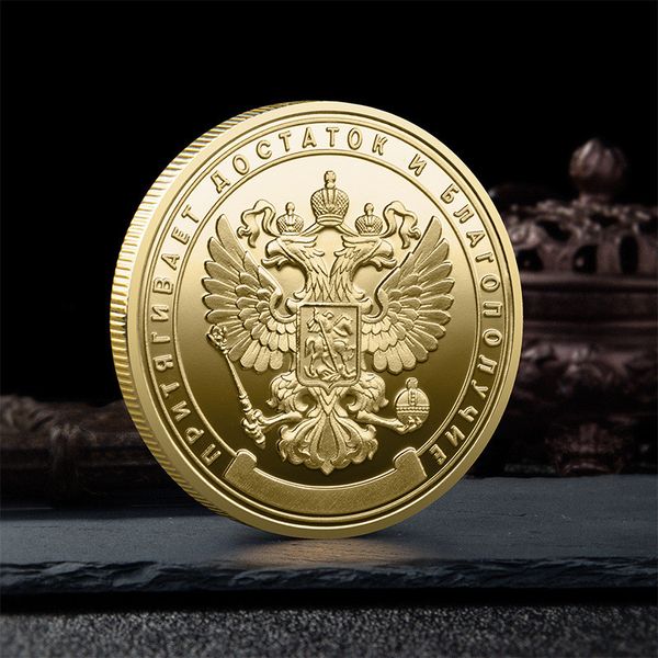 Presidente Putin Medalha Comemorativa, Primeiro Ministro Figura Múcina de Ouro Comemorativa Colorida, Coin Russian Metal Emblem