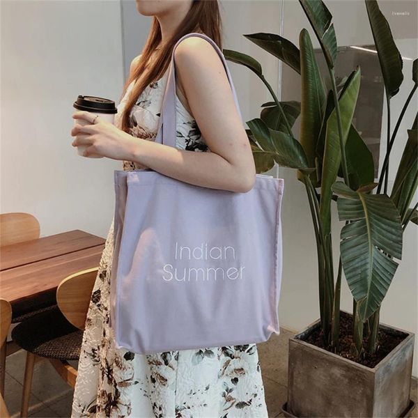 Сумки для покупок большие холст -сумочка Женщины Candy Color Letter Tote Simple Lady Phouse Bag Bag Happing Rander Mulareable Bolsa