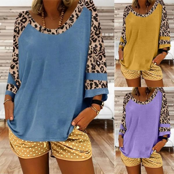 Женские футболки T Plus Size Summer Tops для женщин Spring Leopard Print Рубашка Top V Sect Casual негабаритный размер