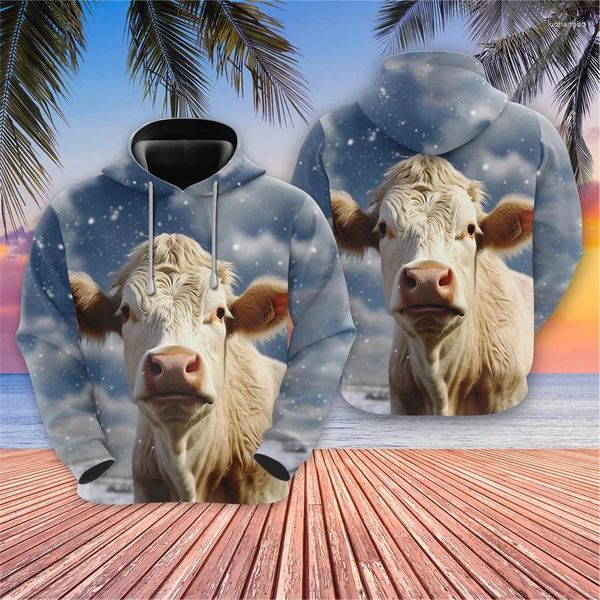 Мужские толстовины Harajuku Fashion Cow Women Women Hoody Casual Animal Cow