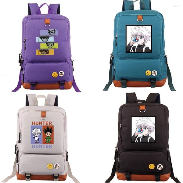 Cartum de Backpack Killua Zoldyck Gon Freecs Kawaii Saco de laptop à prova d'água de grande capacidade de viajar para o escritório da escola para adolescentes