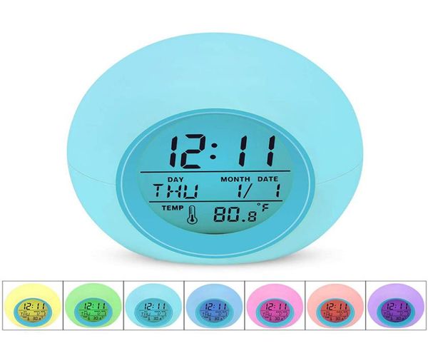 Светодиодные будильники Светлый Студент Цифровой Термометр 7 Цветов Изменение световые ночные светящиеся мокрые часы для детской спальни TABL2019051