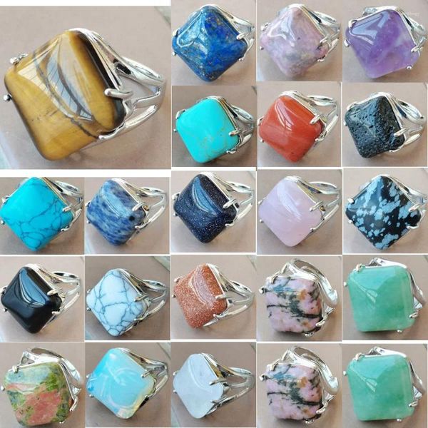 Clusterringe Blau Sand Goldstone Opal Tiger Augenlapis Lazuli Howlit Crystal Rhodorit Aventurin Perlen Ring PWB1005