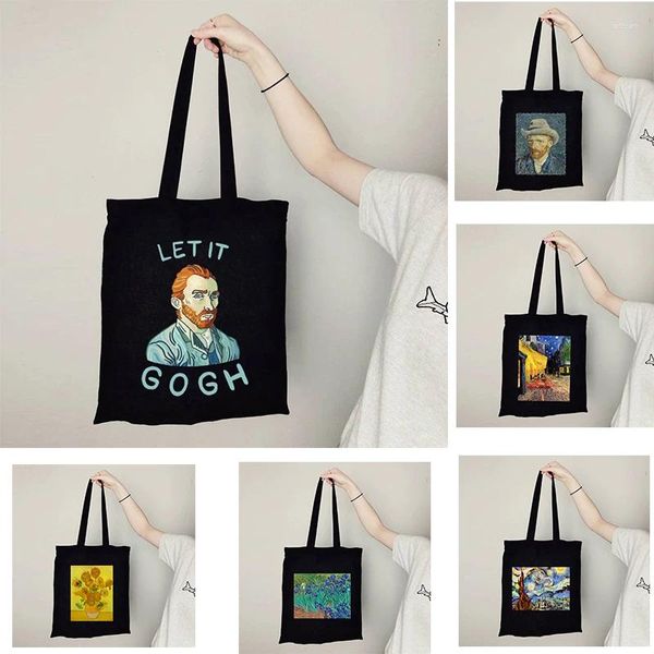 Borse per la spesa sacchetti art dipinte di tela grafica spalla carina femmina harajuku tote shopper classic