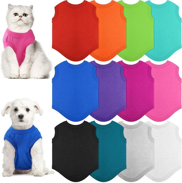 Roupas de animal de estimação de verão para pequenos cães médios Acessórios de camisetas de algodão sólido Camisetas de colete de gato 240428