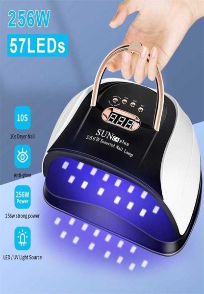 Lâmpada de secador de unhas de 256W LED para secagem s 4 Temportadores 57 luzes UV Curando todo o equipamento de sensor automático de manicure em gel 2201111174822