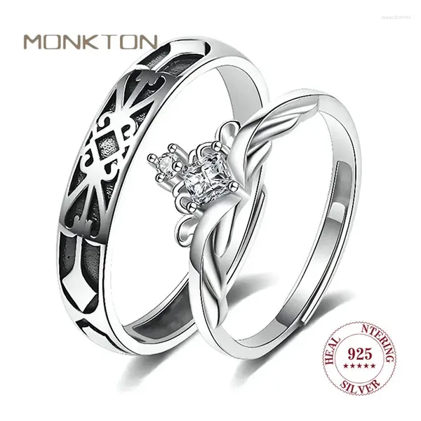 Rings a cluster Monkton 925 Sterling Silver Princess e Knight Ring Set for Couple Gioielli di gioielli Datazione Impegno per il fidanzamento