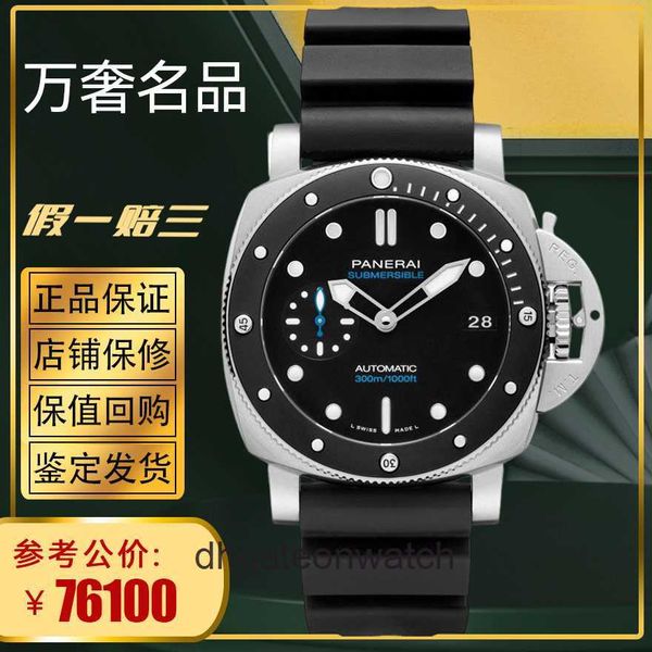 PENERAA High End Designer Watches for Low 42mm Submarine Series Night Glow Mechanical Mech Mechanical MENS Relógio 00683 original 1: 1 com logotipo e caixa reais