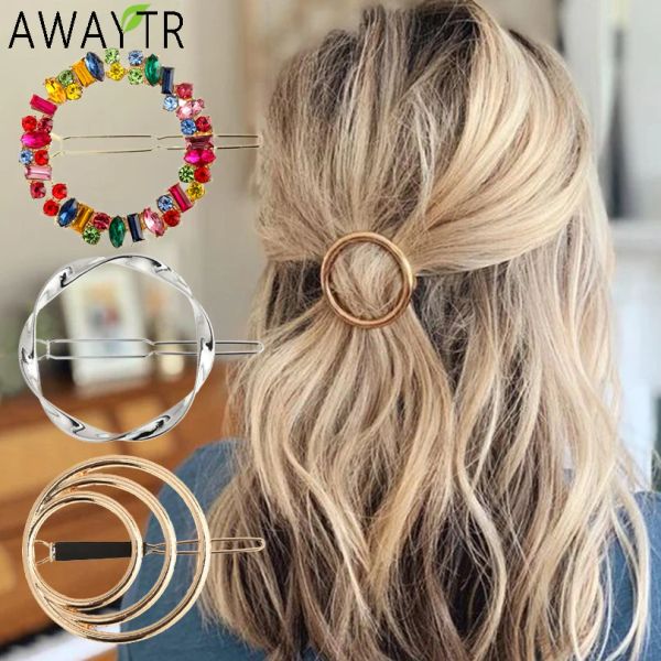 50 pezzi/lotto da donna clip per capelli clips barretta in metallo argento in metallo geometria prese per capelli corean Crystal Hairpins Accessori per capelli