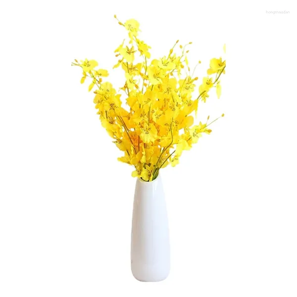 Flores decorativas Orquídeas artificiais Arranjo Bouquet Faux Dancing Lady Home Office Decoration Silk Fake