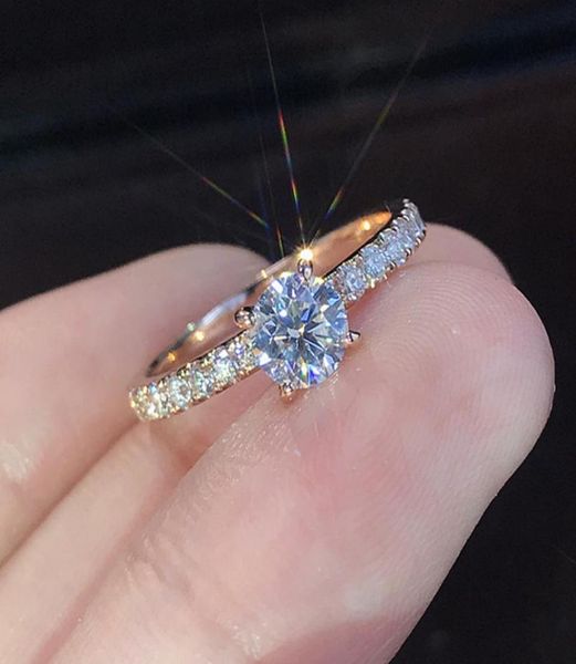 Moda européia e americana Anel simples Plating S925 Silver Simulation Diamond Ring Solicitação para casal Casal Ring Wedding Rin4676494