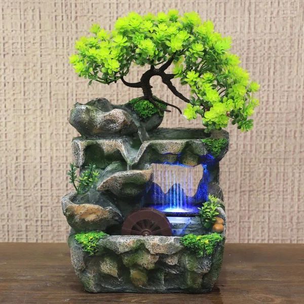 Figurine decorative da tavolo da interno a cascata fontana rocciosa bonsai zen rilassamento rilassamento a cascata fontane ornamenta