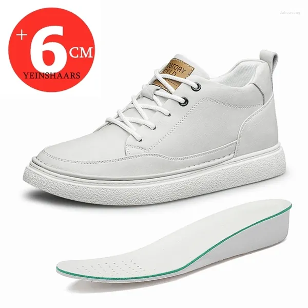 Sapatos casuais yeinshaars homens 6cm Sênus de elevador de vaca Designer de lazer de couro dividido