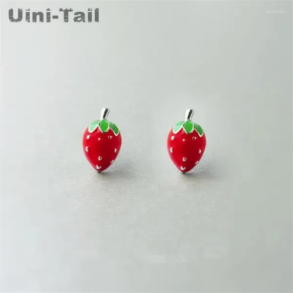 Orecchini per borchie Uini-Tail 925 Tibetana Silver Fashion Exquisite Cute Strawberry Creative EPOSSE CREATIVO Ipoxy ipoallergenico