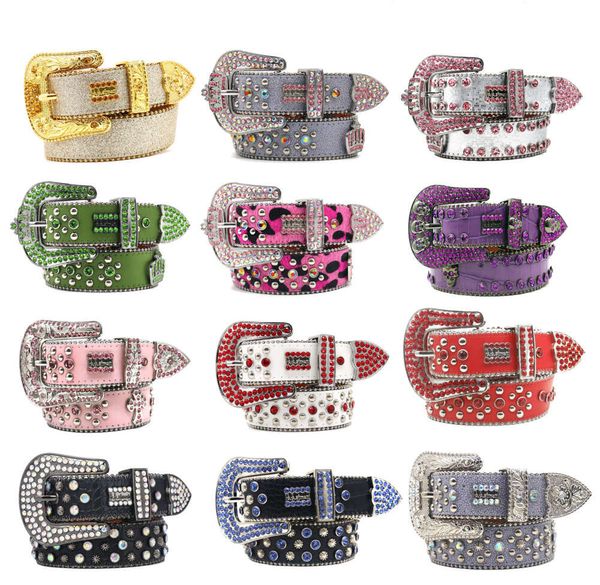 Cintos Bling cravejados de cristal diamante bb simon cinturão casual feminina de couro para homem cinturões de ladyl rock luxurys shinestone fivela punk cinturões