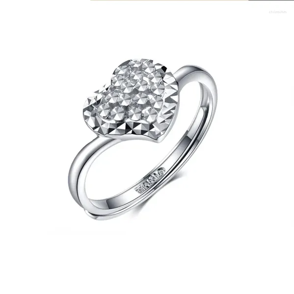 Anelli a cluster Pure Platinum 950 Anello per donne imitazione Diamond Heart Fine Pt950 Engagement Femmina US 5-8 Ridimensionabile