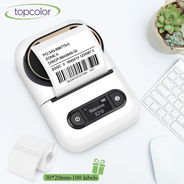 Tragbarer Mini -Drucker E210 Thermalkleber Etikettdrucker ohne Tinte Bluetooth -Aufkleber Drucker Barcode Preisschild Label Maker 240416