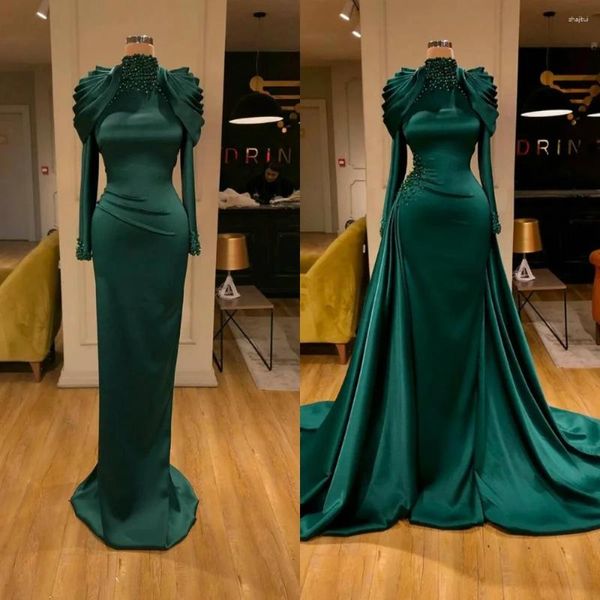 Partykleider eleganter Meerjungfrau Abend mit abnehmbarem Zug mit hoher Hülle Langhülle Perlenkleid formelles Custom-Abschlussballkleid