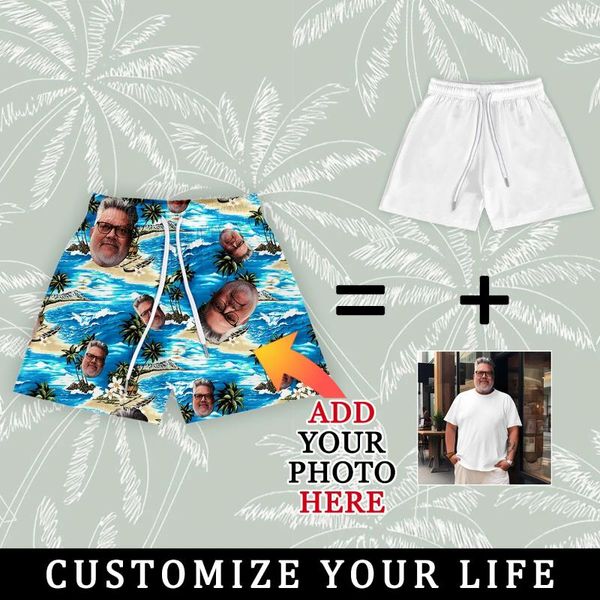 Shorts masculinos personalizados troncos de natação praia praia personalizada esportes esportes homens desenhos personalizados de design de verão surf