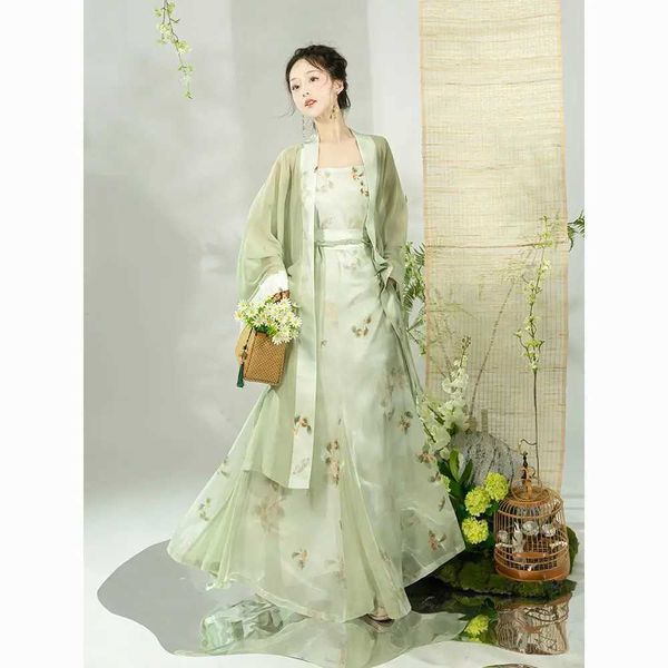 Этническая одежда зеленый китайский стиль в стиле Tang Hanfu женский платье с традиционным китайским женским антикварным стилем ежедневное лето