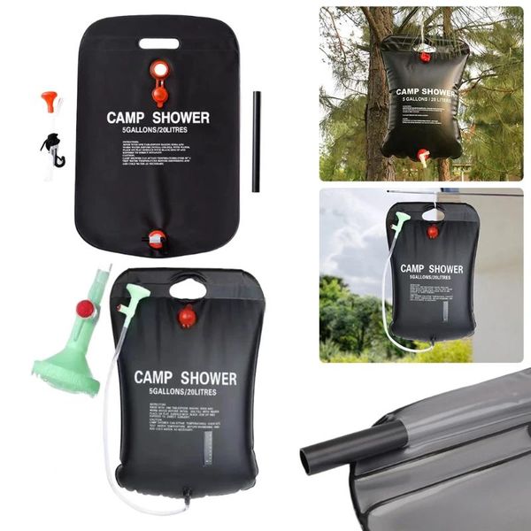 Бутылки с водой 20 л солнечные лагеря для душевой сумки со съемным шлангом и головой нагревание портативное