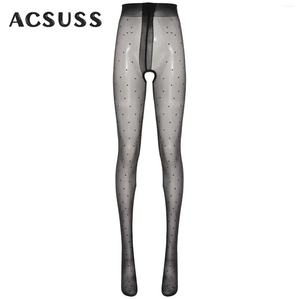 Calcinha feminina Polca feminina DOT Pantyhose Aberta Crotch Bodystocking Leggings