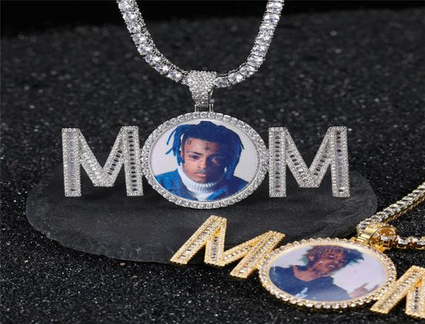 Подарок на день Mother039S Мама Custom Po Память ожерелье подвесное золото серебро, покрытое веревочной теннисной цепью 8425065