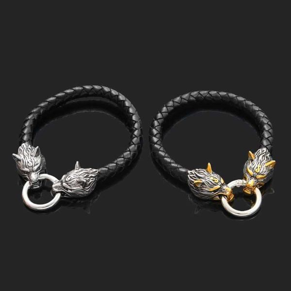 Designer -Armband Brandneue Explosions Ladies heiß verkauft Viking Nordic Wolf Head Domineering Herren Leder gewebt