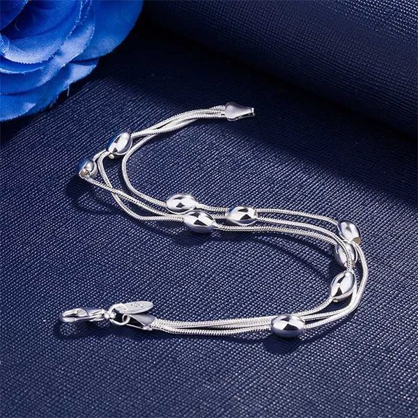 Цепочка 925 стерлингового серебряного браслета дизайн моды дизайн красивые ювелирные украшения высококачественные браслетные бусинки для женской леди свадьбы