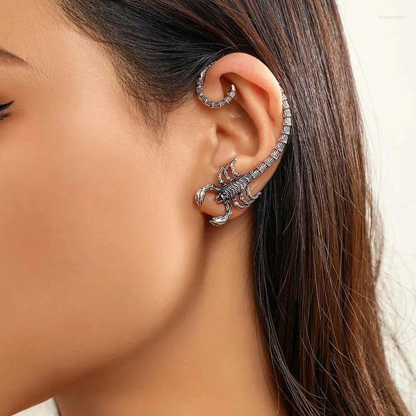 Brincos de garanhão escorpião gótico punk para mulheres exageradas de metal de metal com serra de encaixe jóias de piercing 2024 Trendy