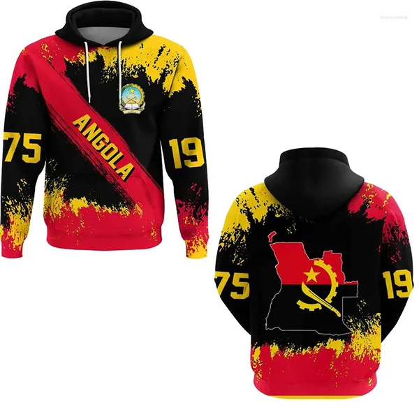 Herren Hoodies Angola Flag Map 3D Print für Männer Kleidung Nationale Emblem Kinder Sweatshirts Dashiki Festival Geschenk Frauen Tracksuit Kid Tops