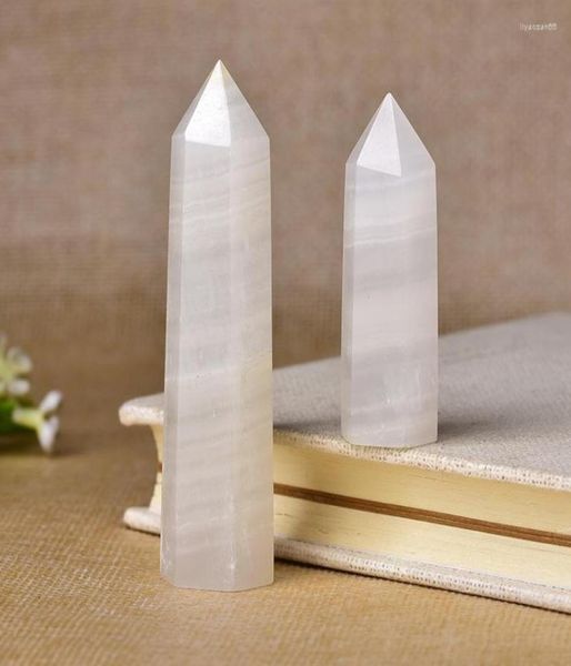 Dekorative Figuren 1pc Natural Crystal Point Afghan White Jade Healing Obelisk Quarz Zauberstab Ornament für Wohnkultur Reiki Energy 9502345