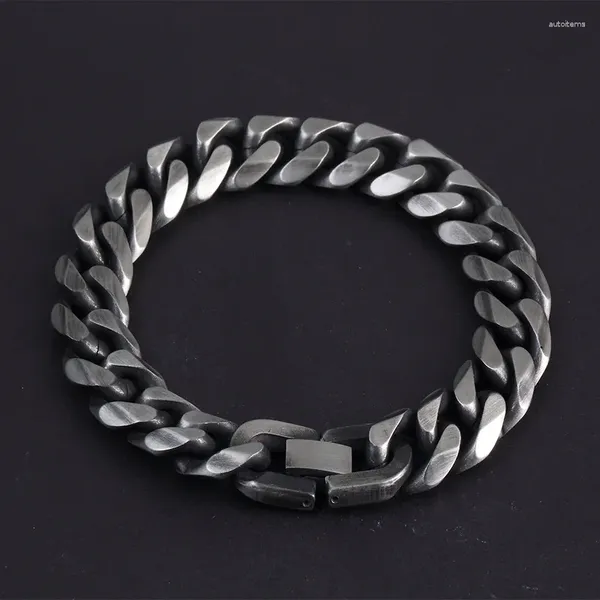 Link Bracelets Titanium Steel Retro Retro simples pulseira cubana hipster masculino jóias de personalidade atmosférica de hip hop