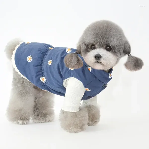 Vestuário para cães roupas de estimação outono e inverno acolchoado pequeno bomei de pelúcia